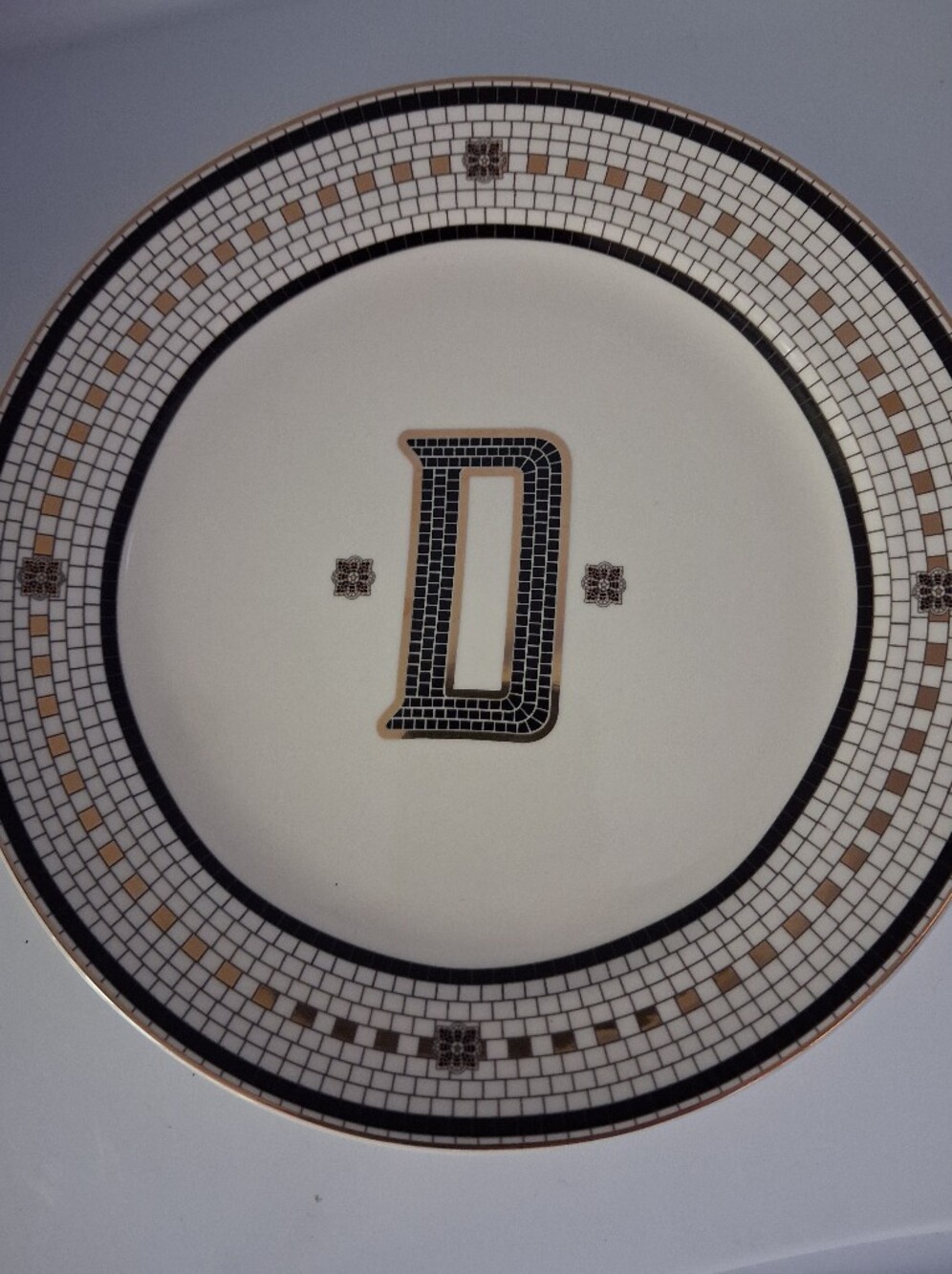 Anthropologie Margot Tile Letter 8 Inch Monogram Plate